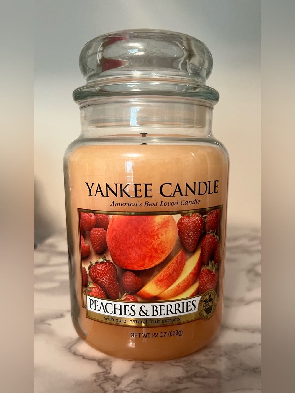 Yankee Candle Peaches & Berries 22 oz Large Jar Single Wick ~97%